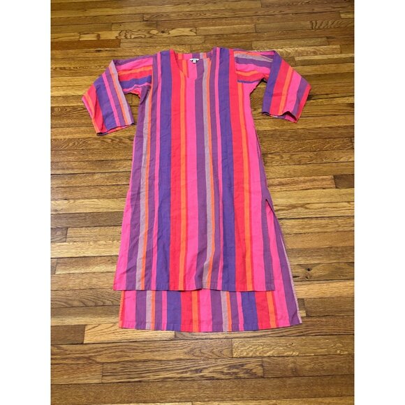 J. Peterman Womens Caftan Maxi Dress Sz XS Colorful Aztec Southwestern Boho - Picture 1 of 6